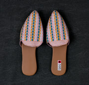 Multicolor Two Tone Ethnic Mules