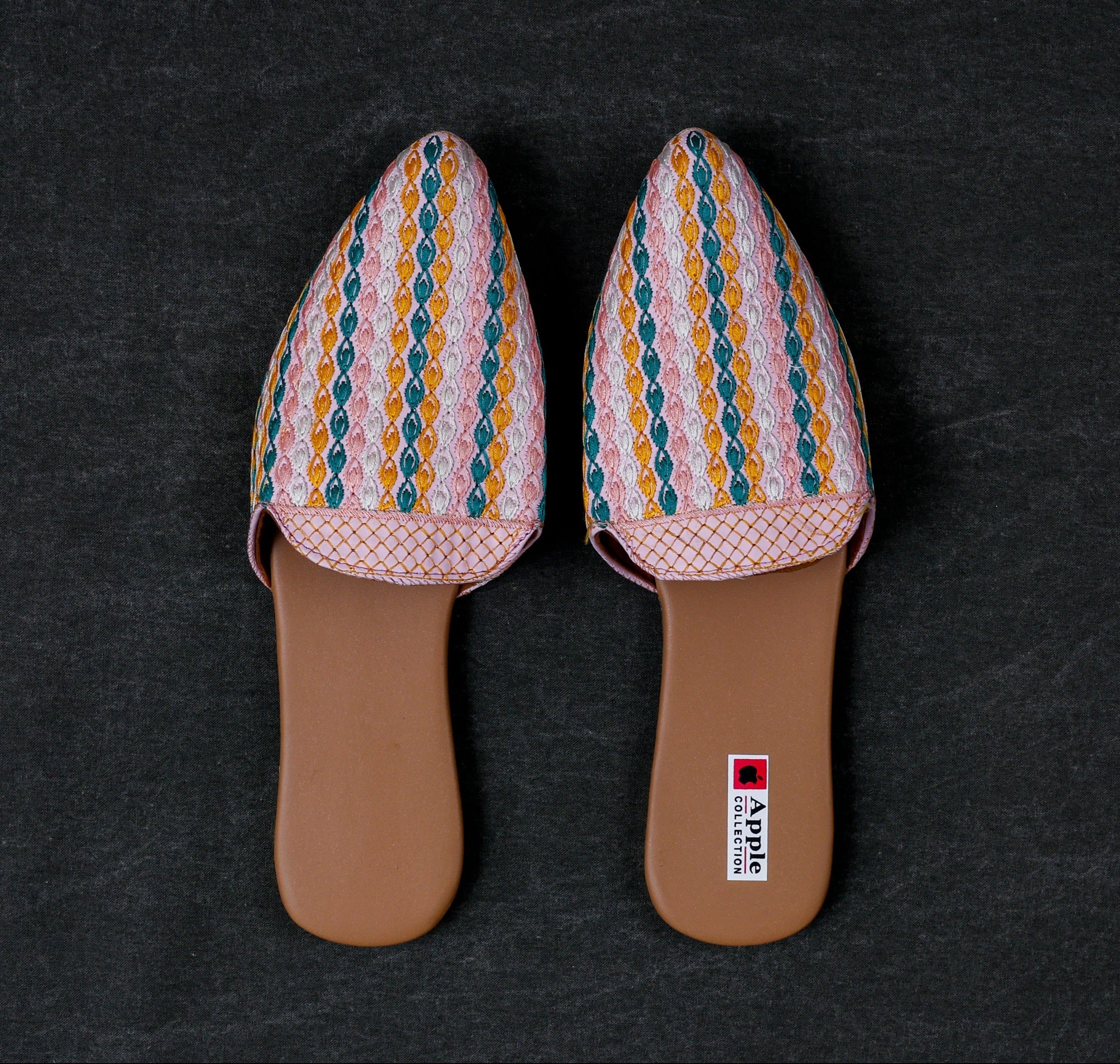 Multicolor Two Tone Ethnic Mules