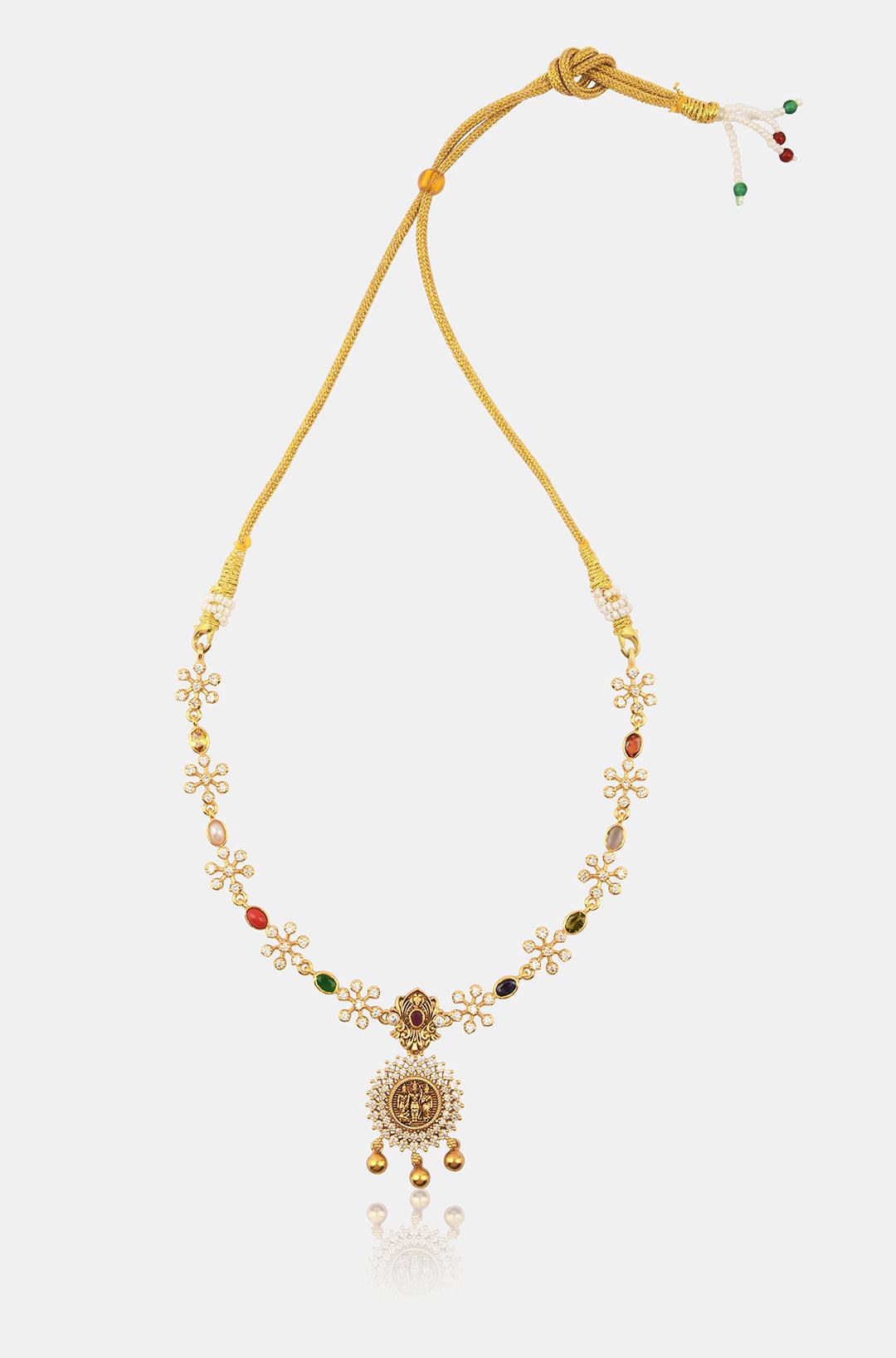Navratan Splendor Vibrant Gemstone Necklace - Dyulokha