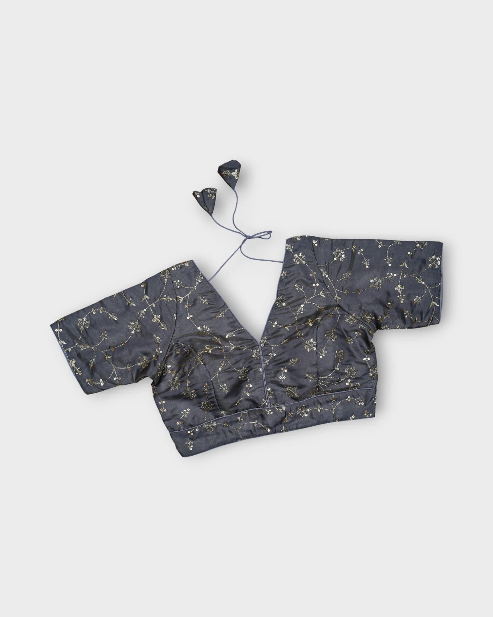 Silk V Neck Fitted Sleeve Readymade Blouse