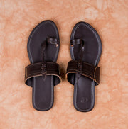 Dark Brown Patent Leather Artisan Flats
