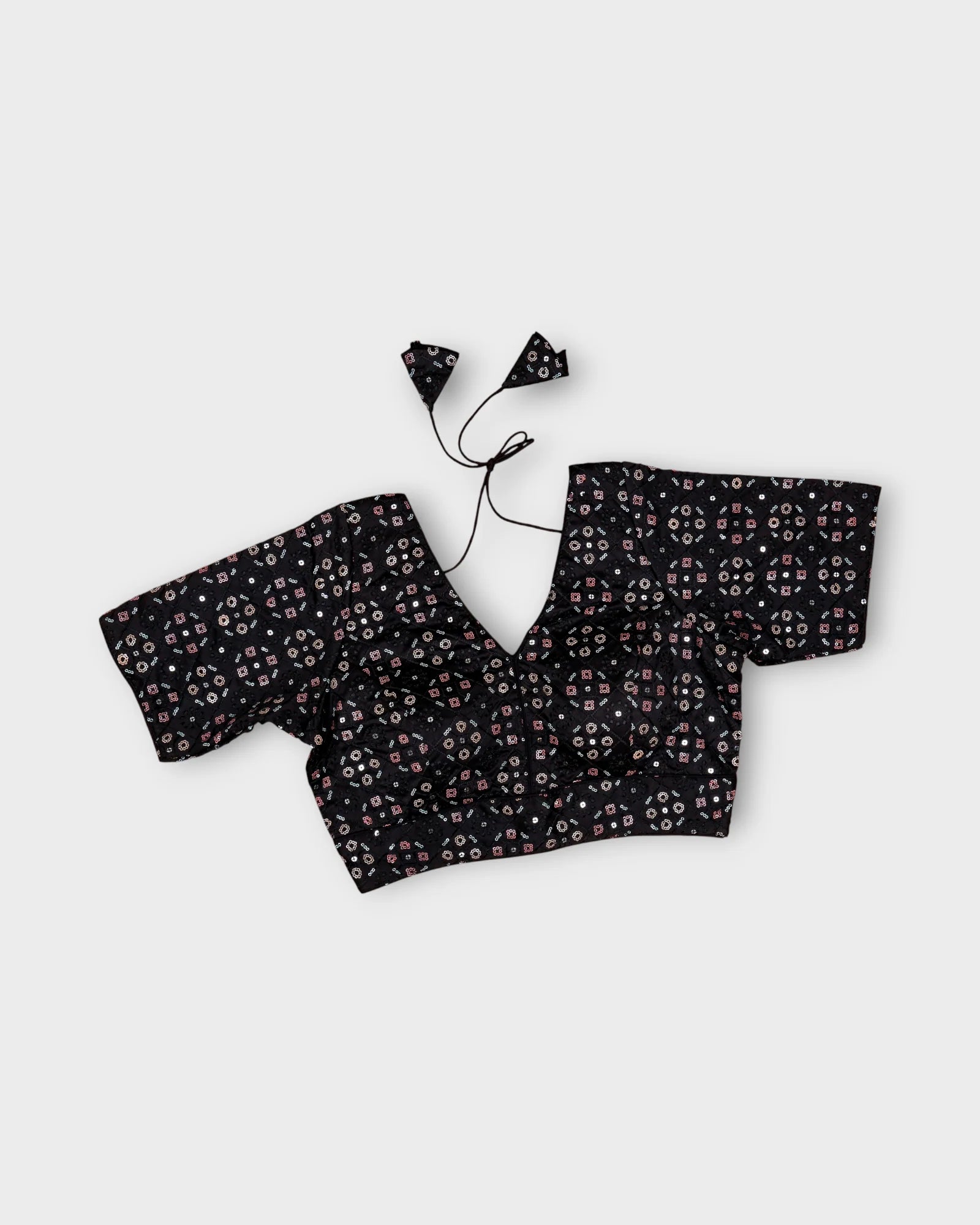 Tussar Silk V Neck Hook Closure Readymade Blouse