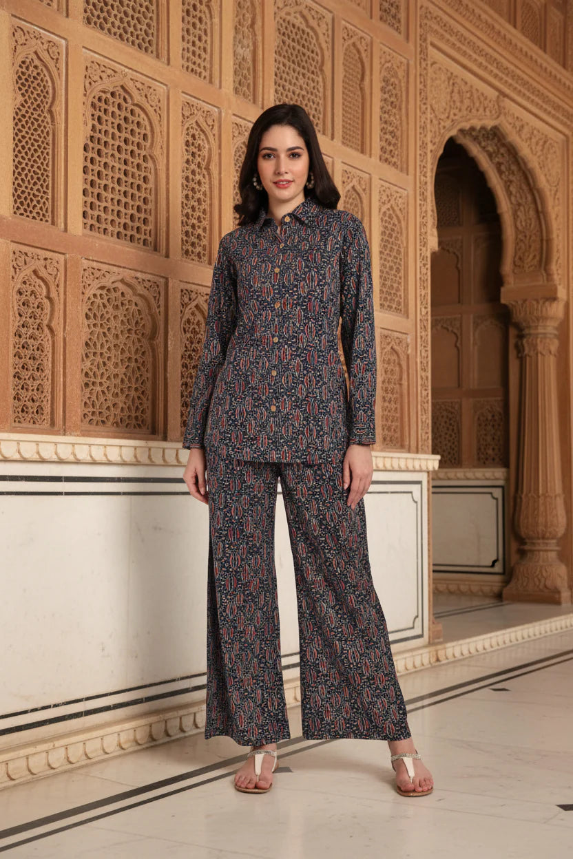 Geo Printed Cotton Cord Co-Ord Set