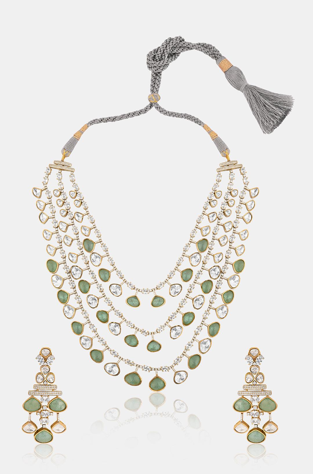 Lush Elegance Polki Necklace Set - Dyulokha