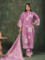 Beige Cotton Mirror Embroidered Kurta Set