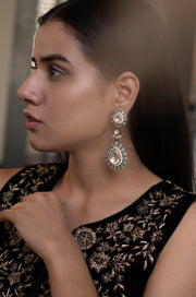 Turquoise Polki Sparkle Earrings - Dyulokha