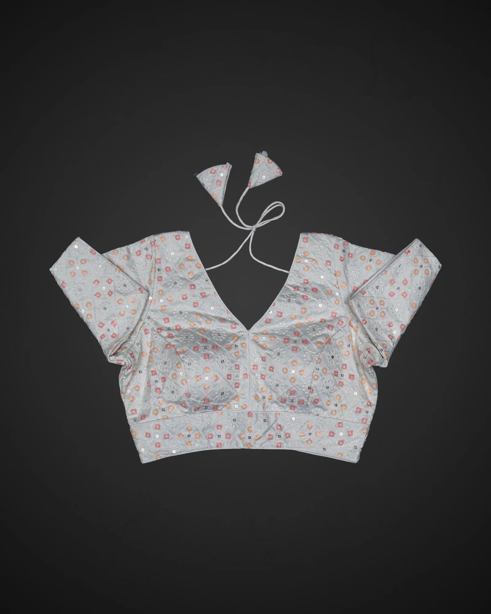 Tussar Silk V Neck Hook Closure Readymade Blouse