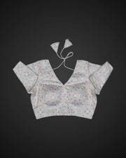Tussar Silk V Neck Hook Closure Readymade Blouse