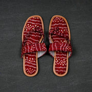 Maroon Handcrafted Cozy Open Toe Flats