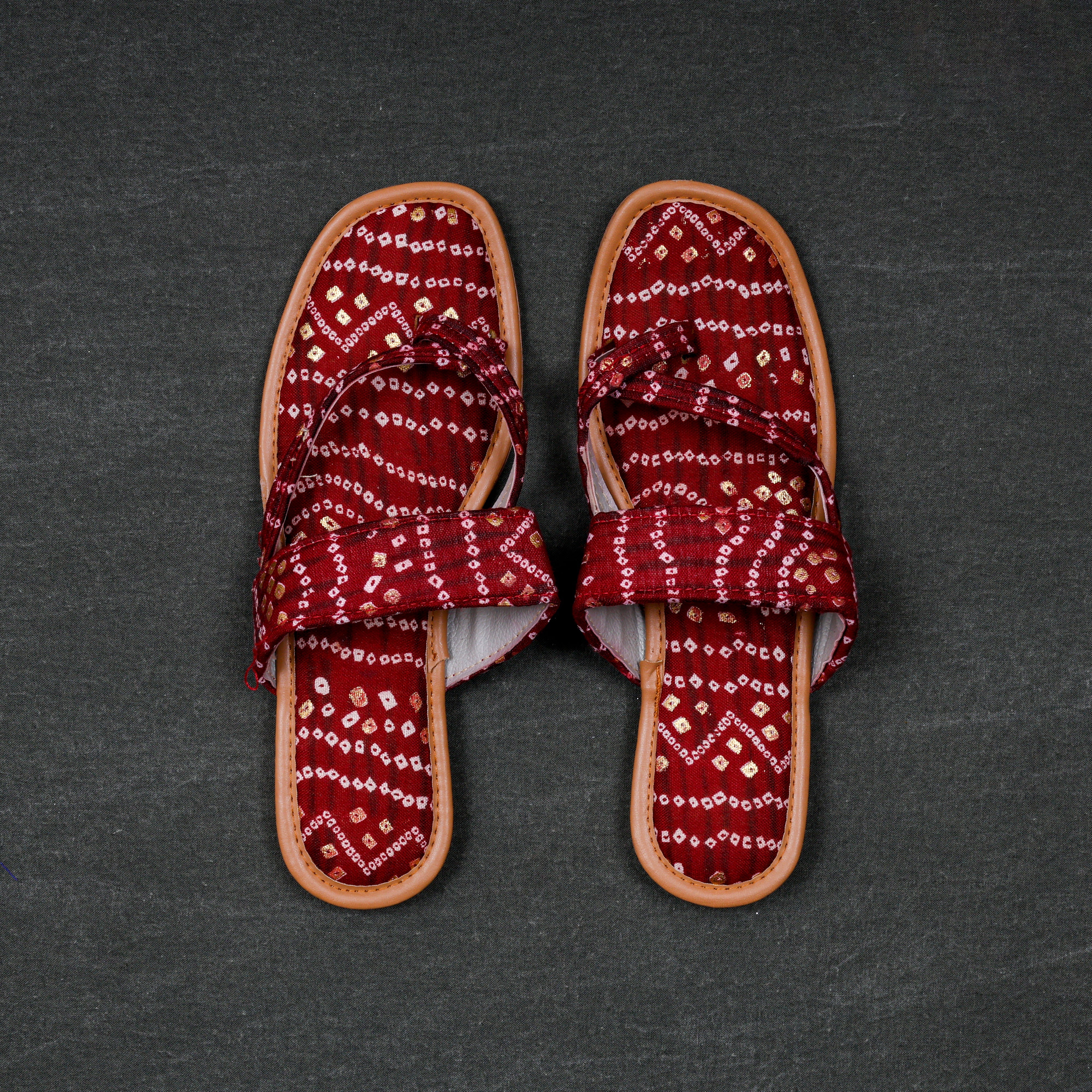 Maroon Handcrafted Cozy Open Toe Flats