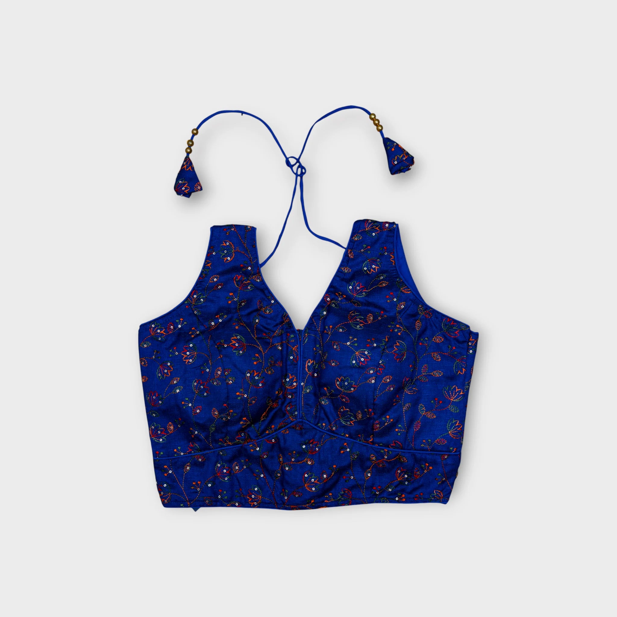 Silk V Neck Embroidered Readymade Blouse
