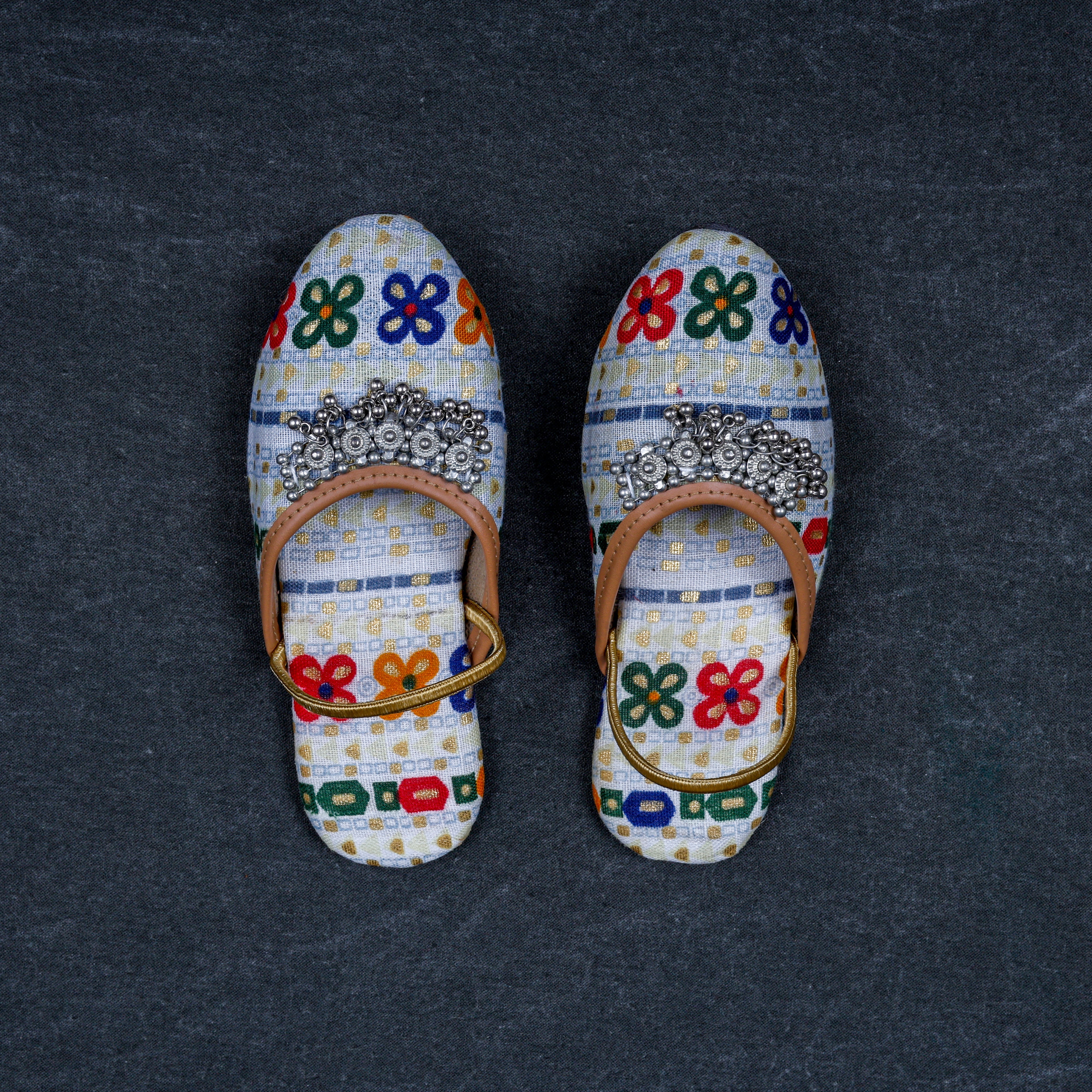 Grey Textured Artisan Ethnic Mules