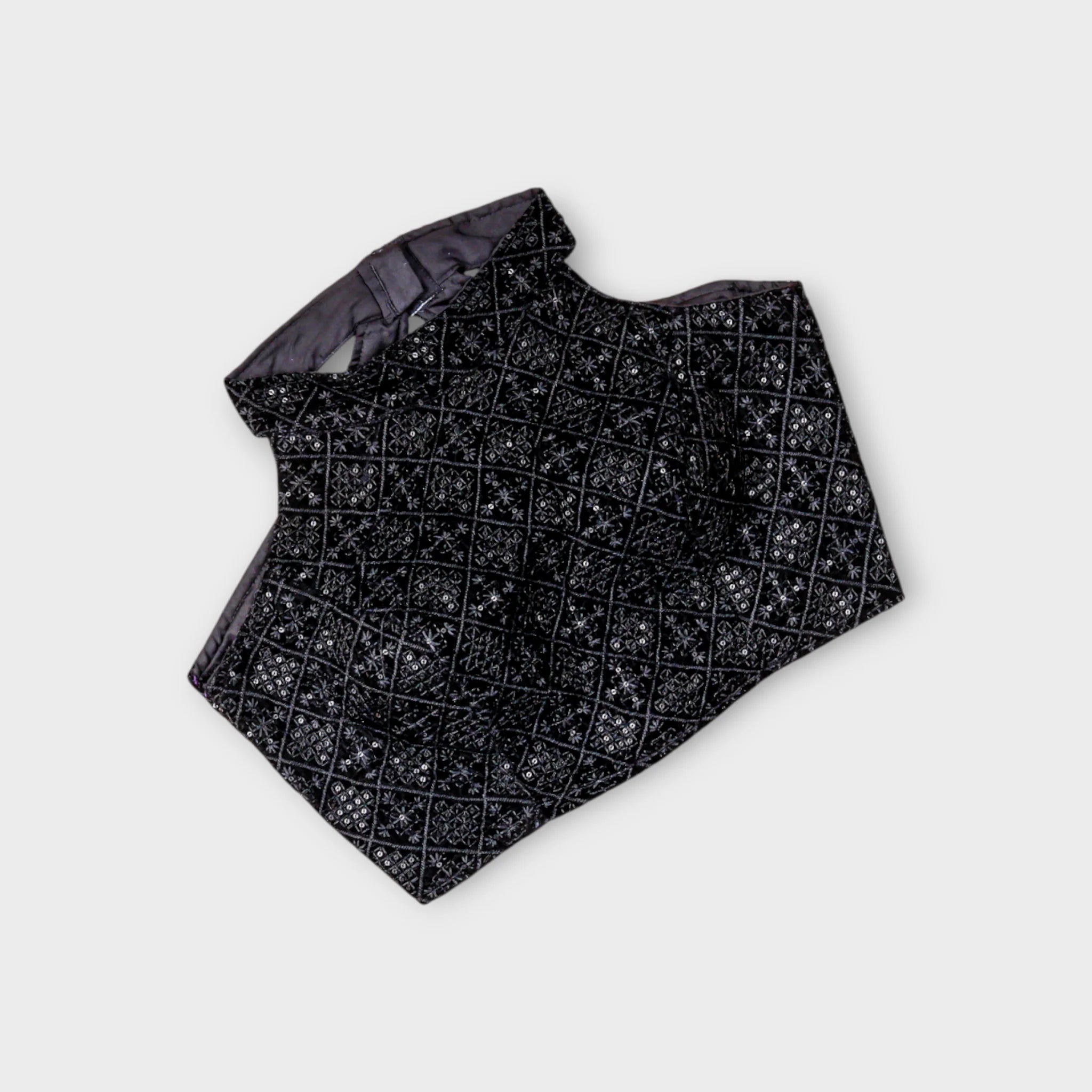 Velvet Jewel Neck Readymade Blouse