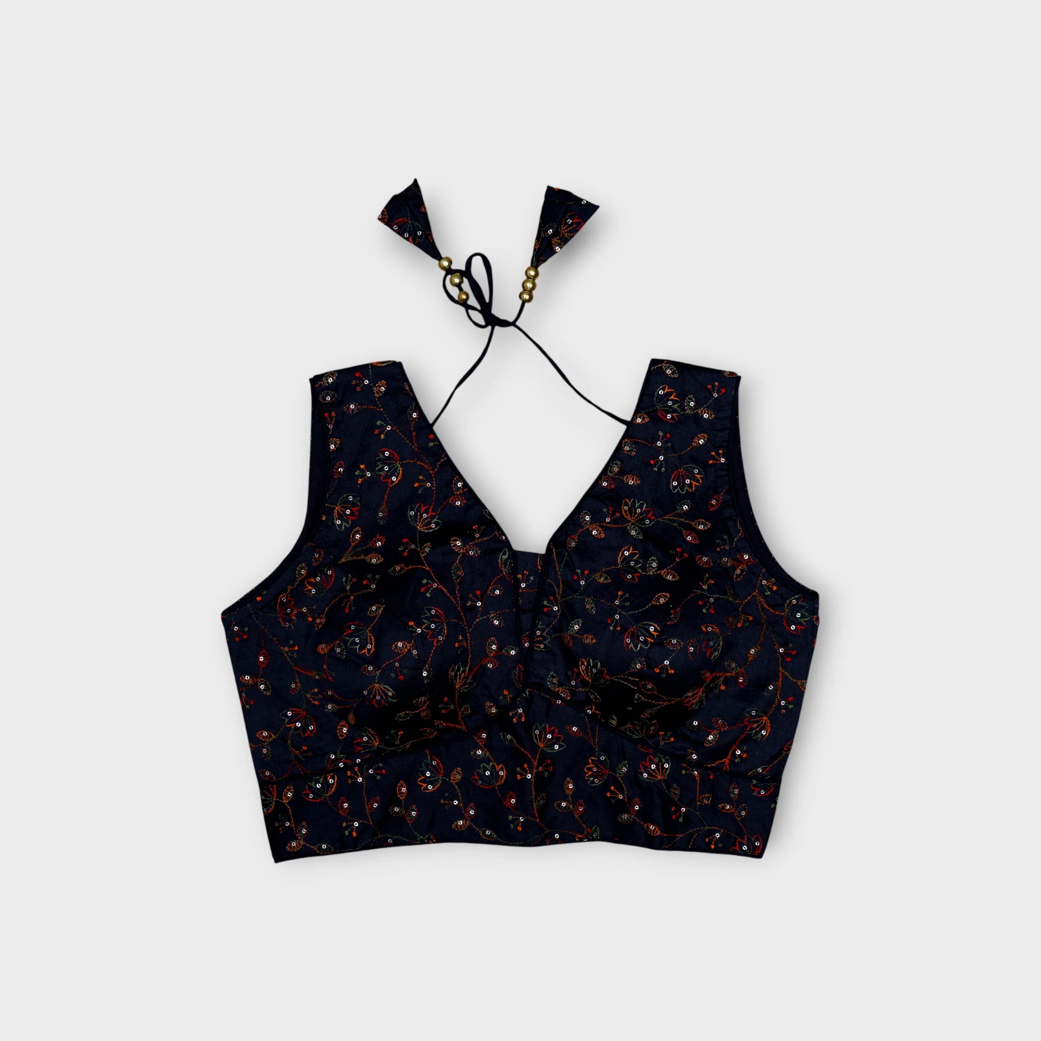 Silk V Neck Embroidered Readymade Blouse