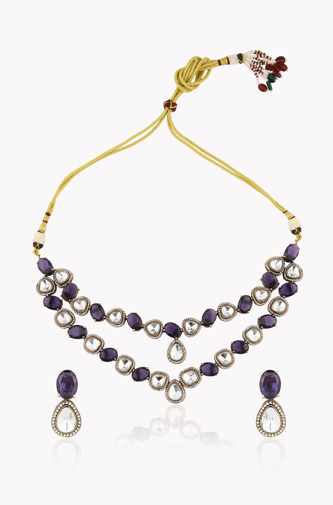 Amethyst Elegance Victorian Necklace Set - Dyulokha