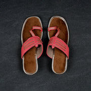 Peach Textured Open Toe Flats