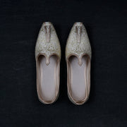 Off White Canvas Pointed Mojari