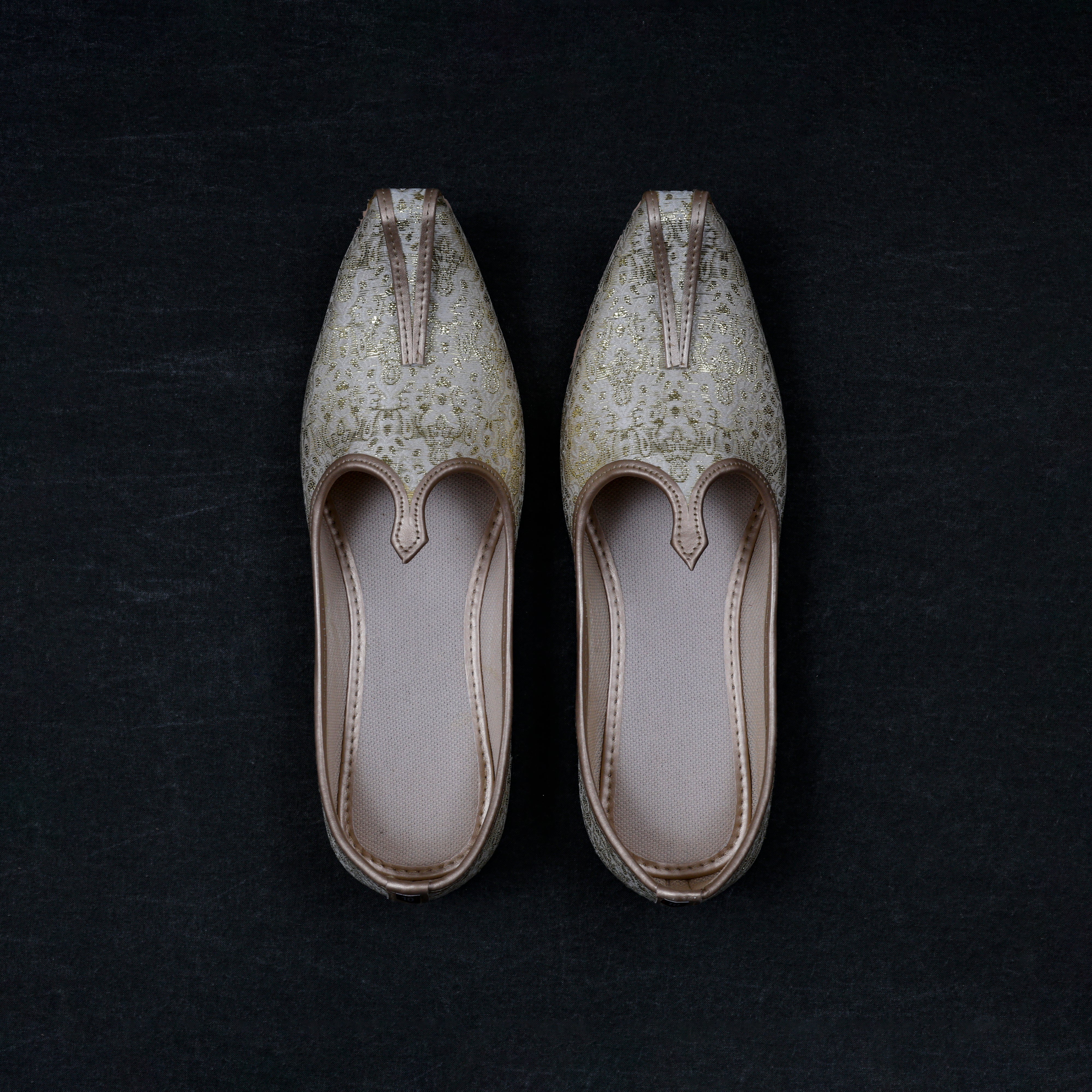 Off White Canvas Pointed Mojari