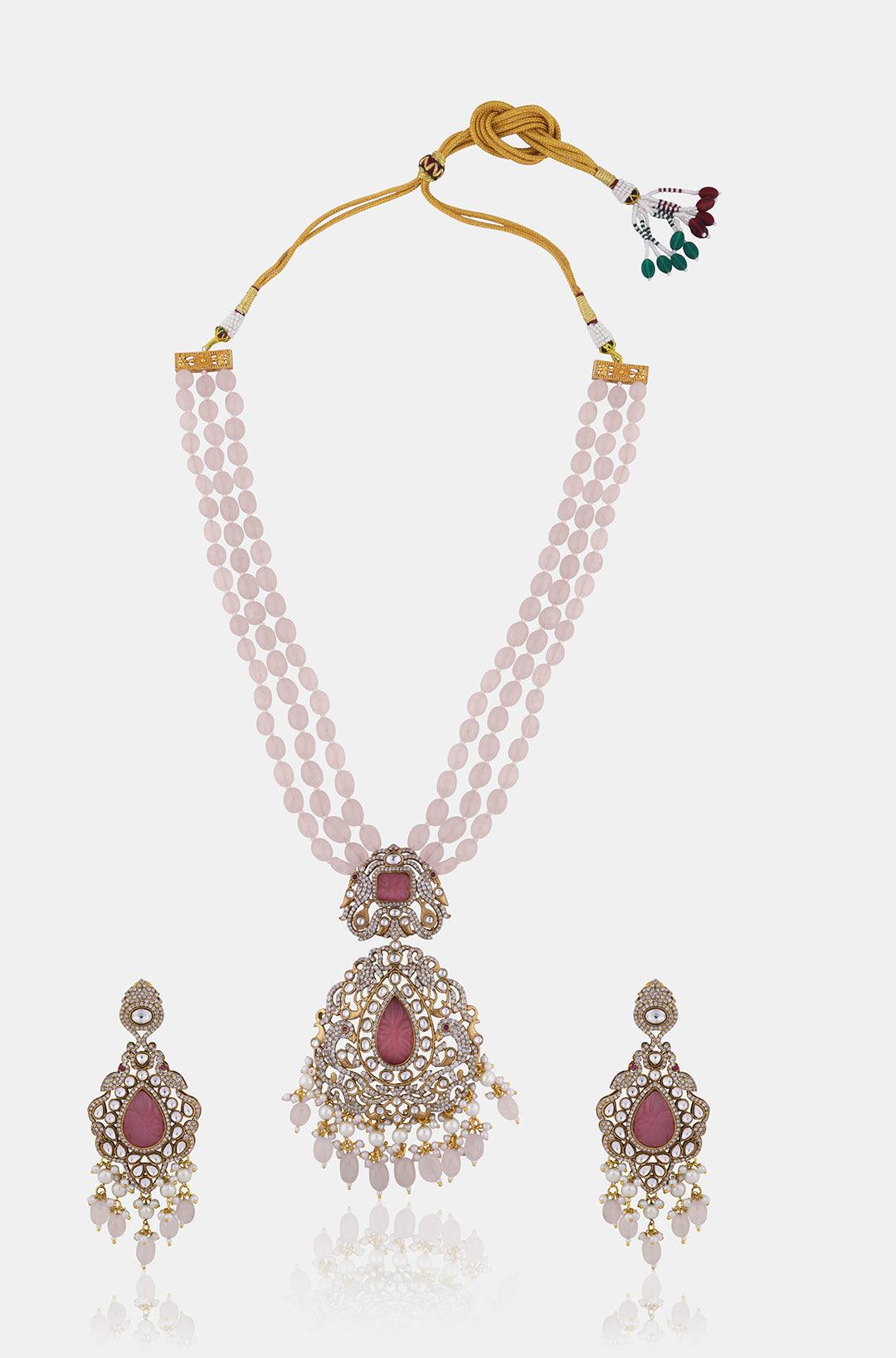 Rose Petal Polki Necklace Set - Dyulokha