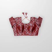 Silver Brocade Silk Jacquard Readymade Blouse