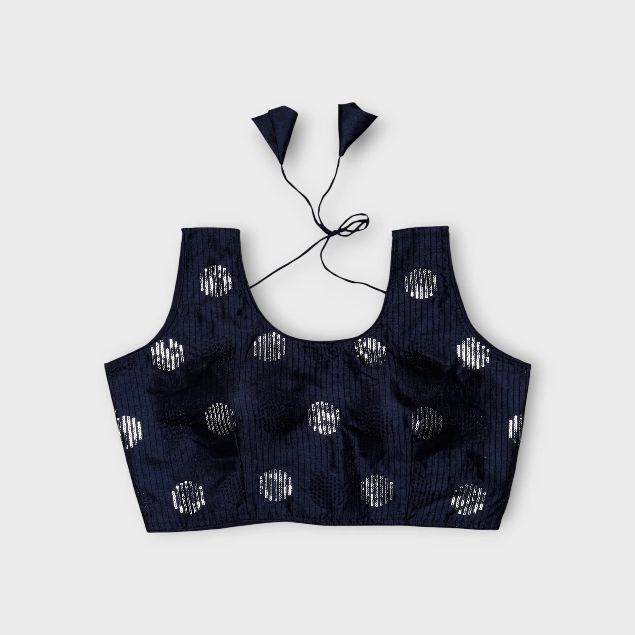 Silk U Neck Embroidered Readymade Blouse