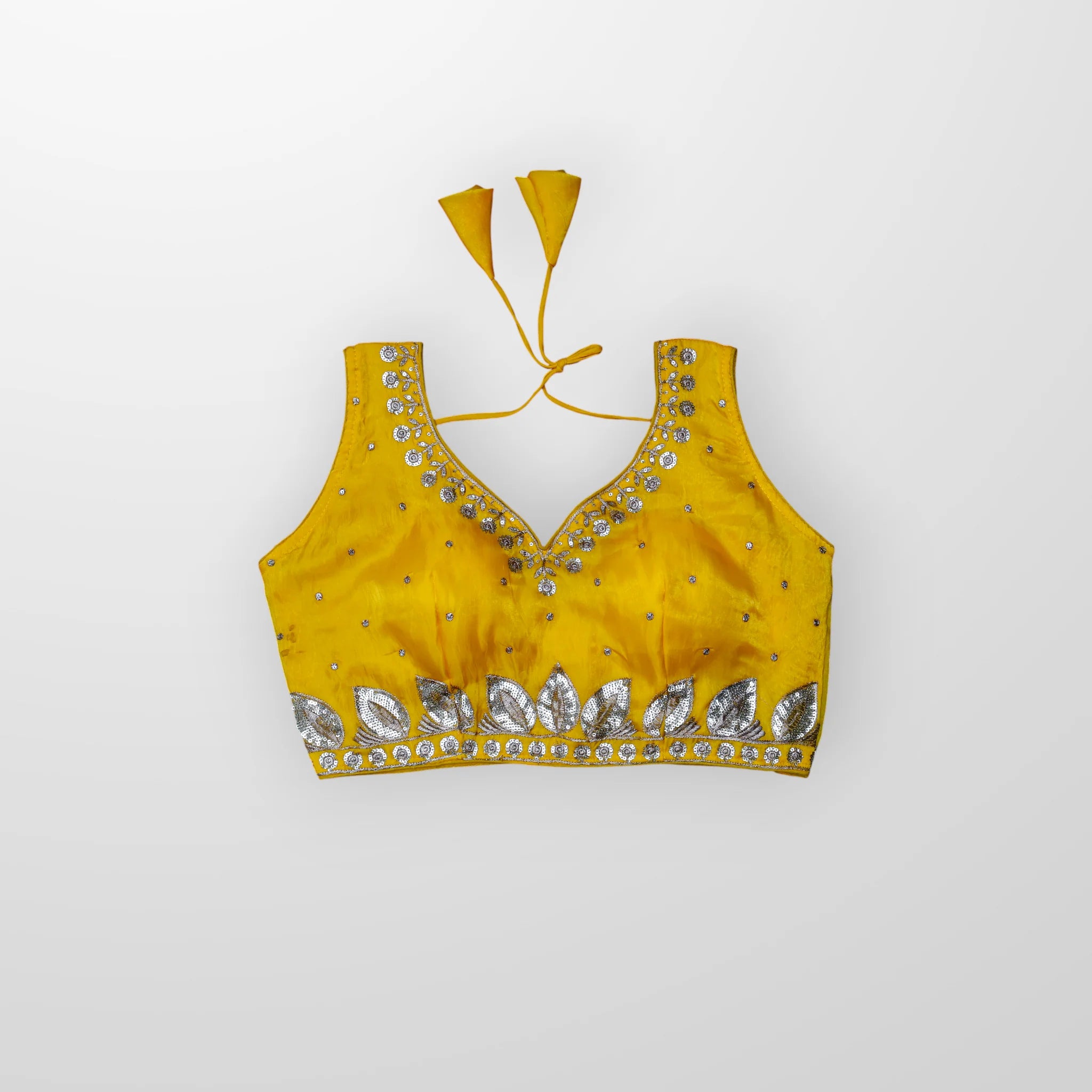 Silk Sequined Zari Leaf Embroidered Blouse