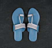 Two Tone Sky Blue Kolhapuri Chappal