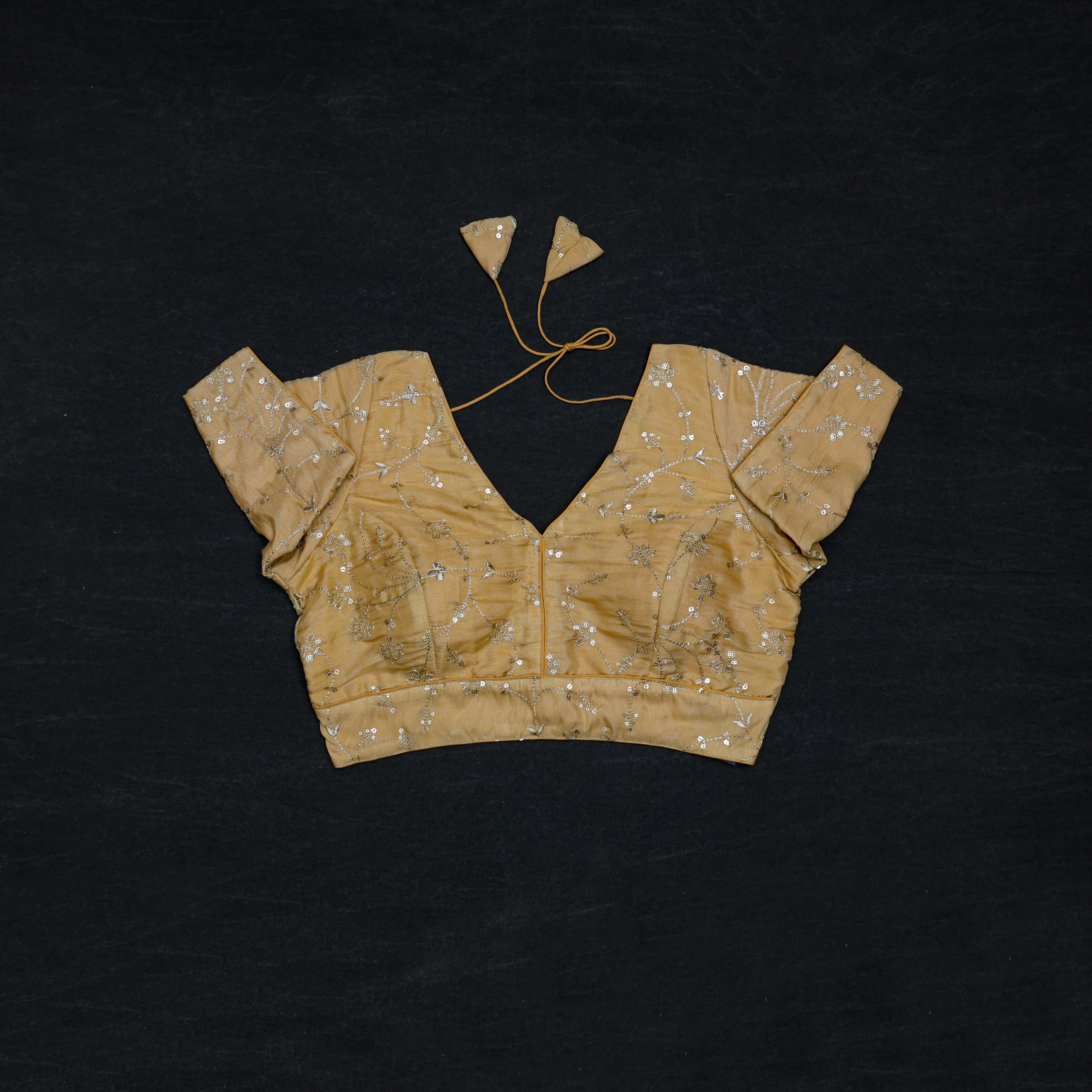 Silk V Neck Fitted Sleeve Readymade Blouse