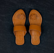 Tan Patent Leather Ethnic Flats