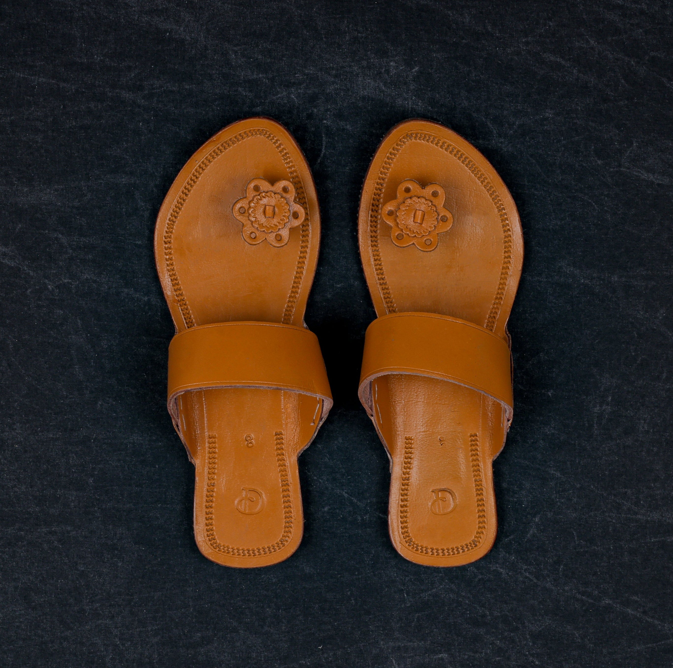 Tan Patent Leather Ethnic Flats