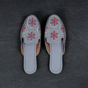 Handcrafted Light Grey Almond Mules