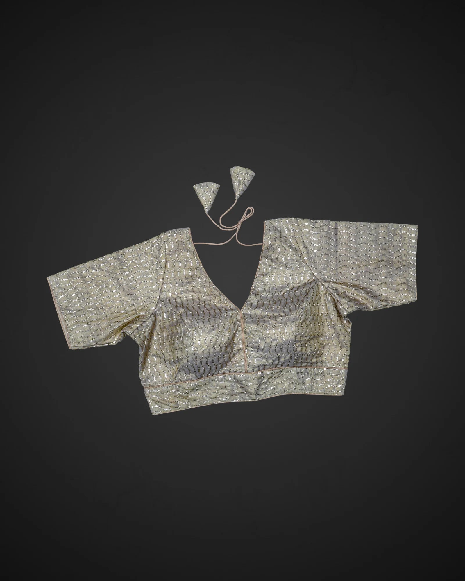 Tissue V Neck Deep Back Readymade Blouse