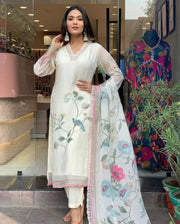 Beige Chanderi Silk Kurta Set