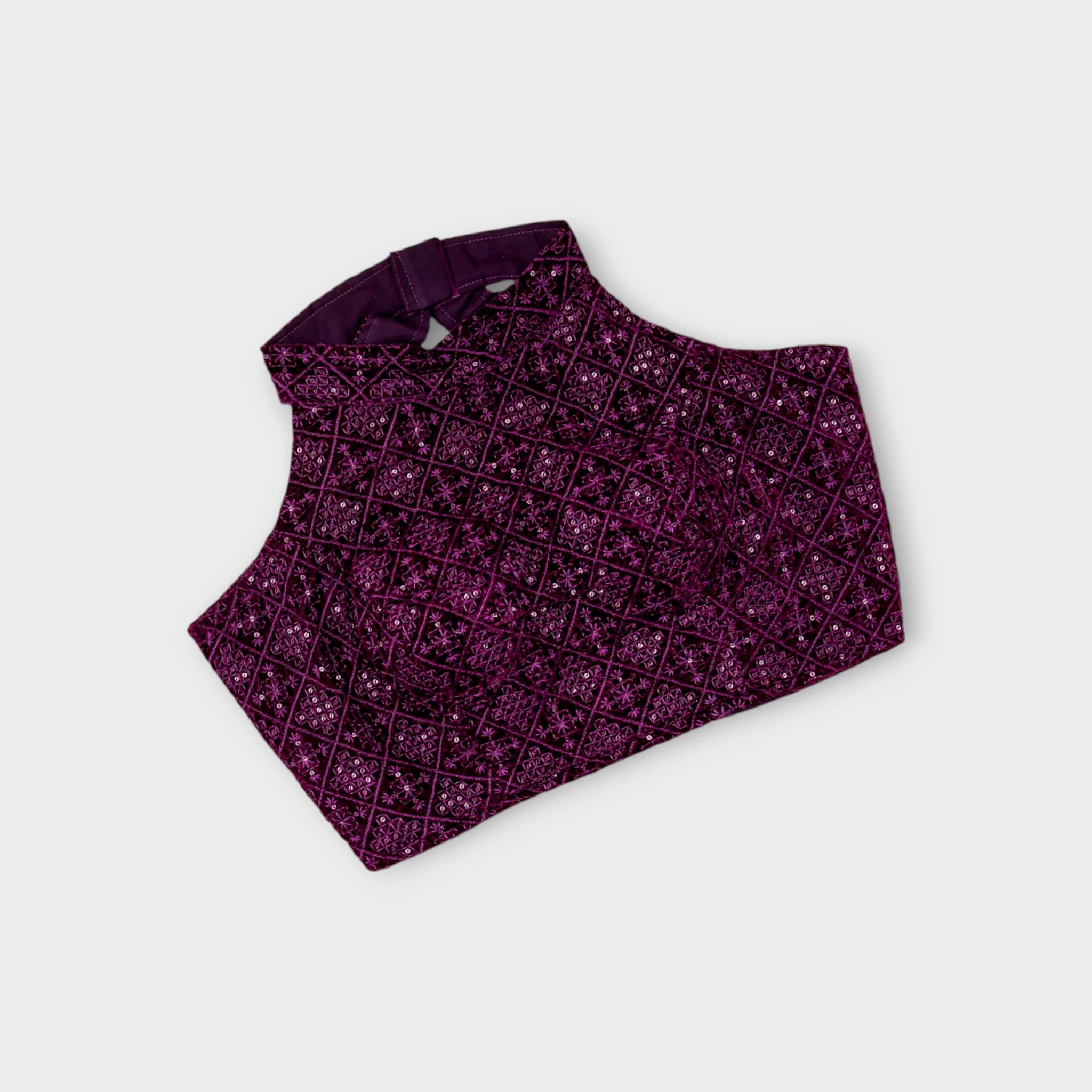 Velvet Jewel Neck Readymade Blouse