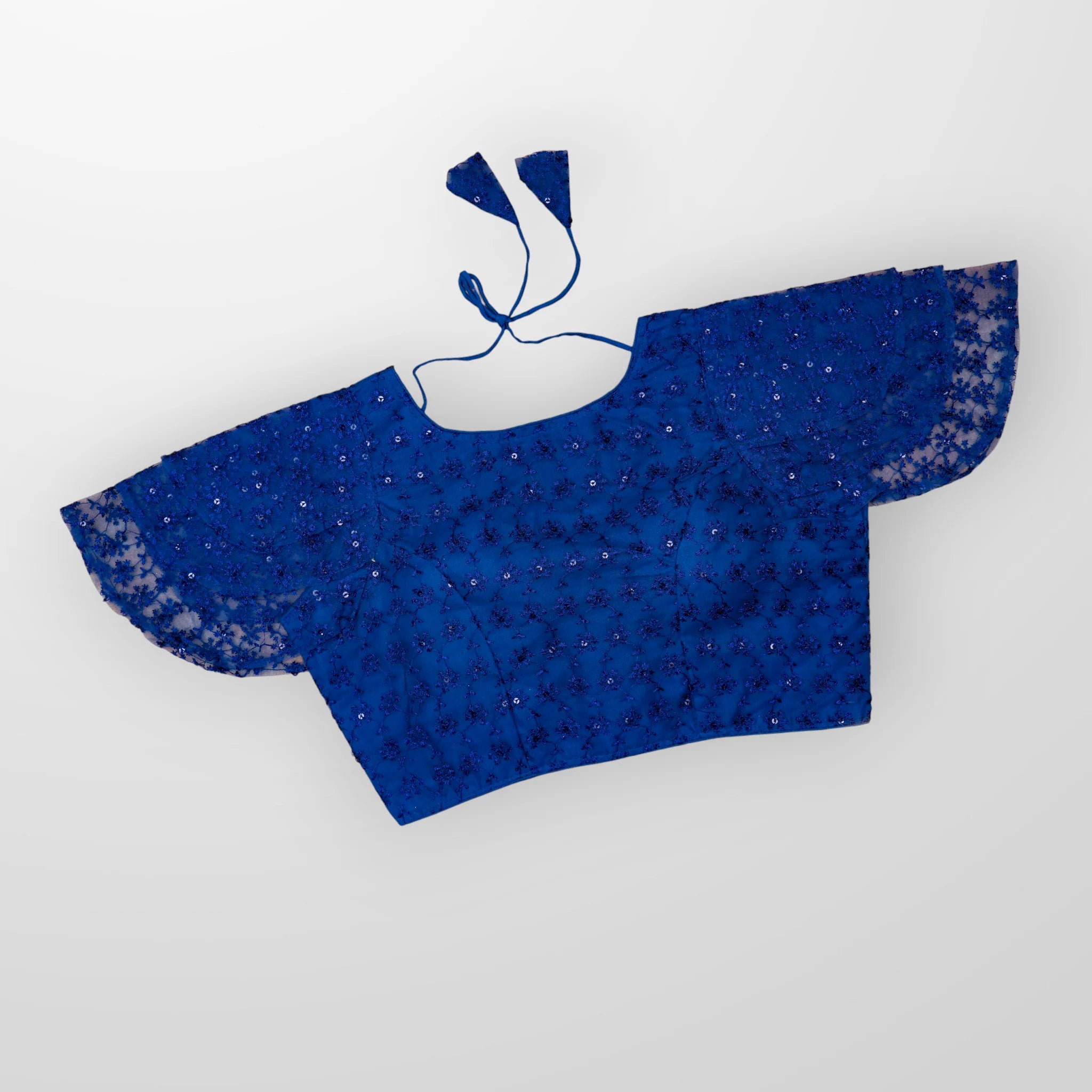 Embroidered Ruffle Sleeve Cotton Readymade Blouse