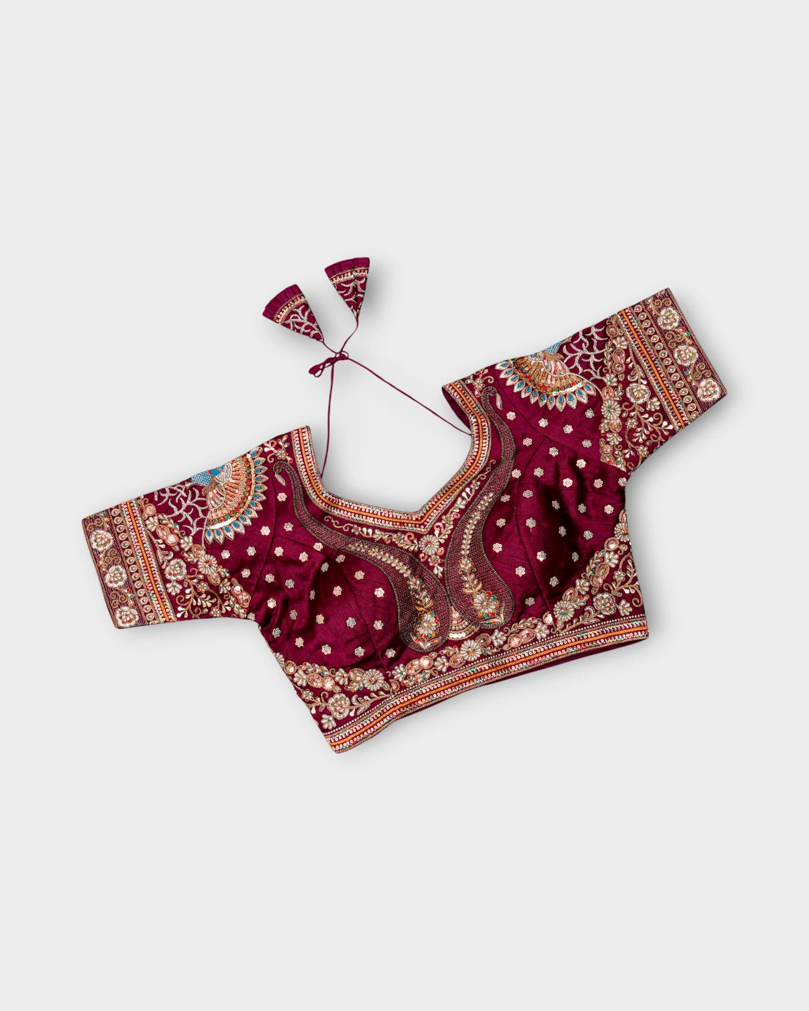 Silk V Neck Readymade Blouse