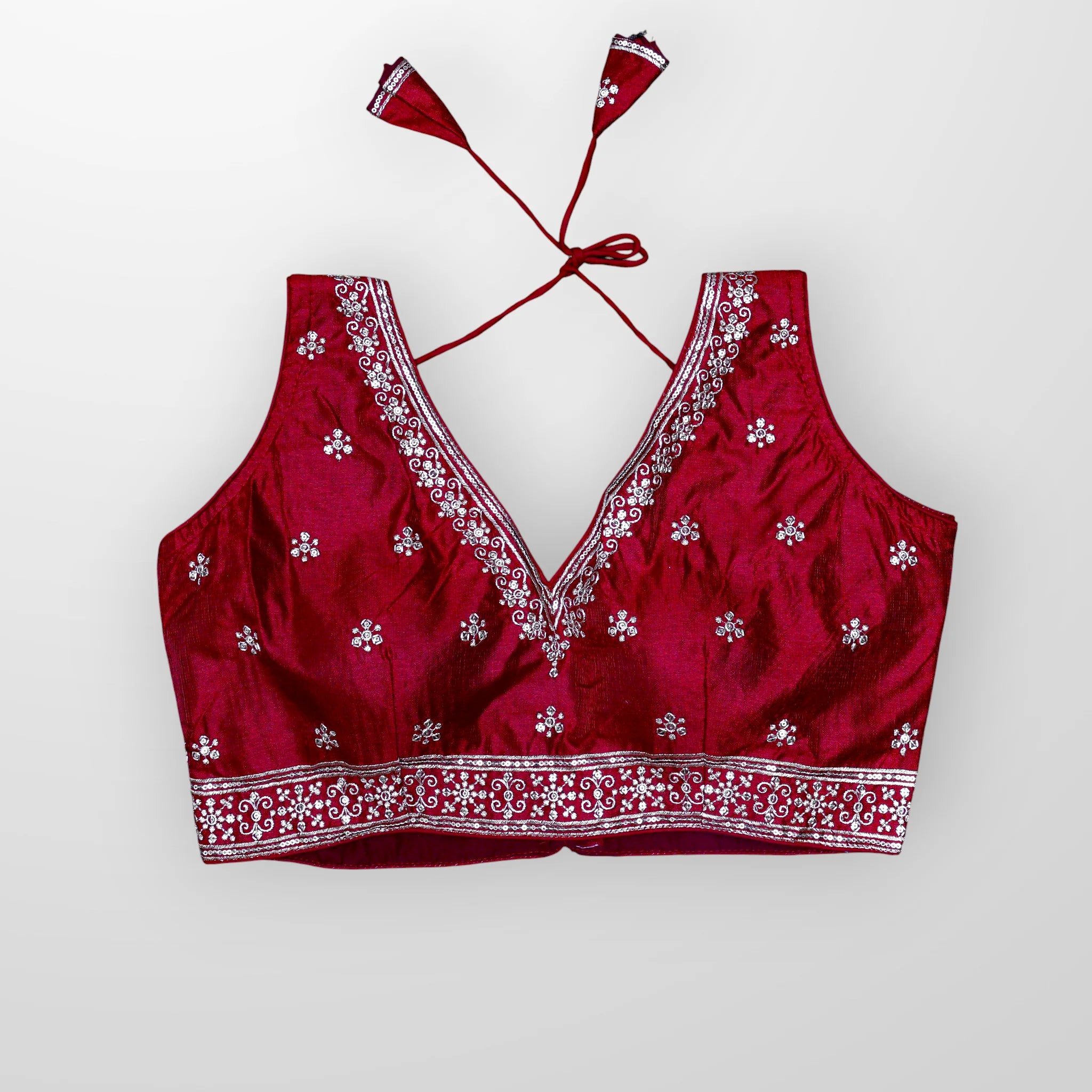 Unveil Charm Phantom Silk V Neck Blouse