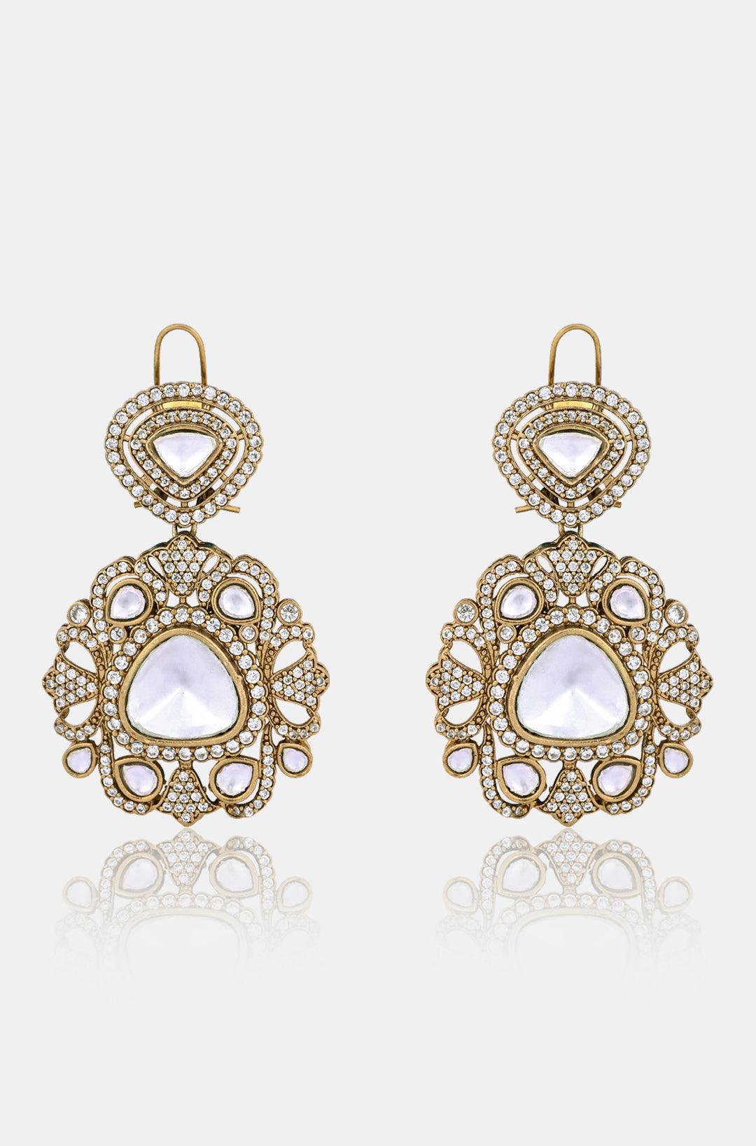 Victorian CZ Polki Sparkle Earrings - Dyulokha