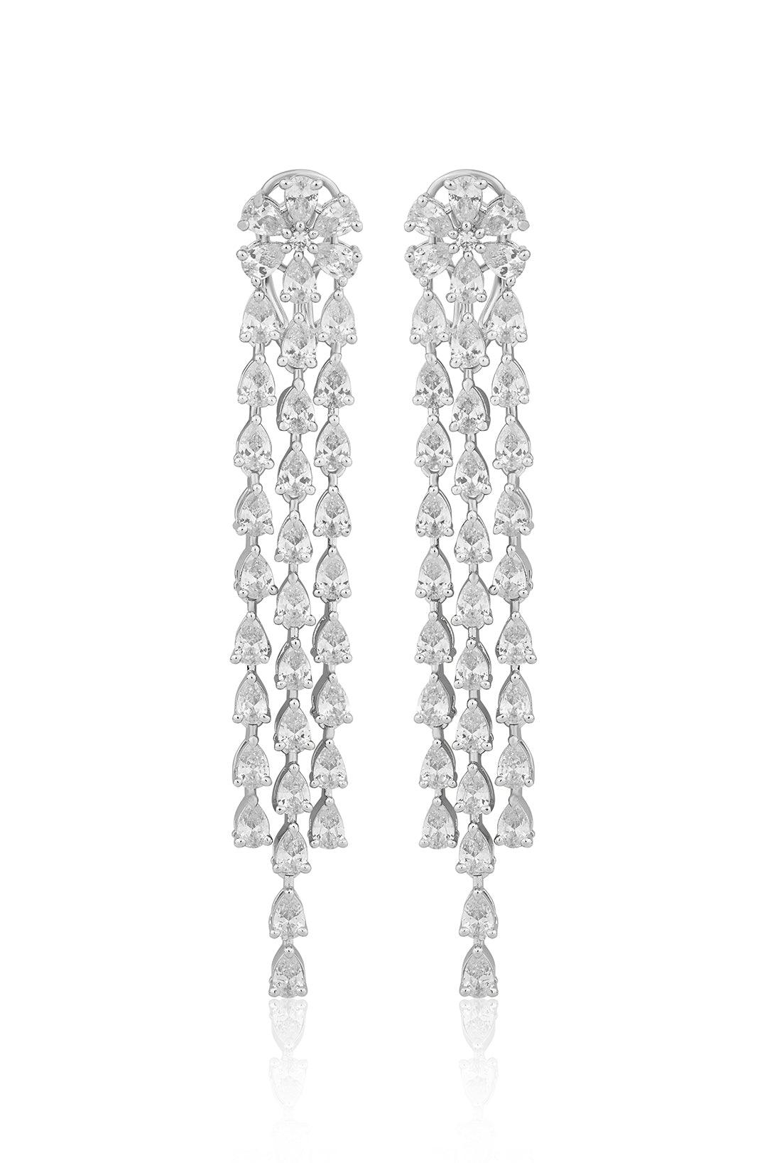 Ethereal Sparkle Long Diamond Danglers - Dyulokha