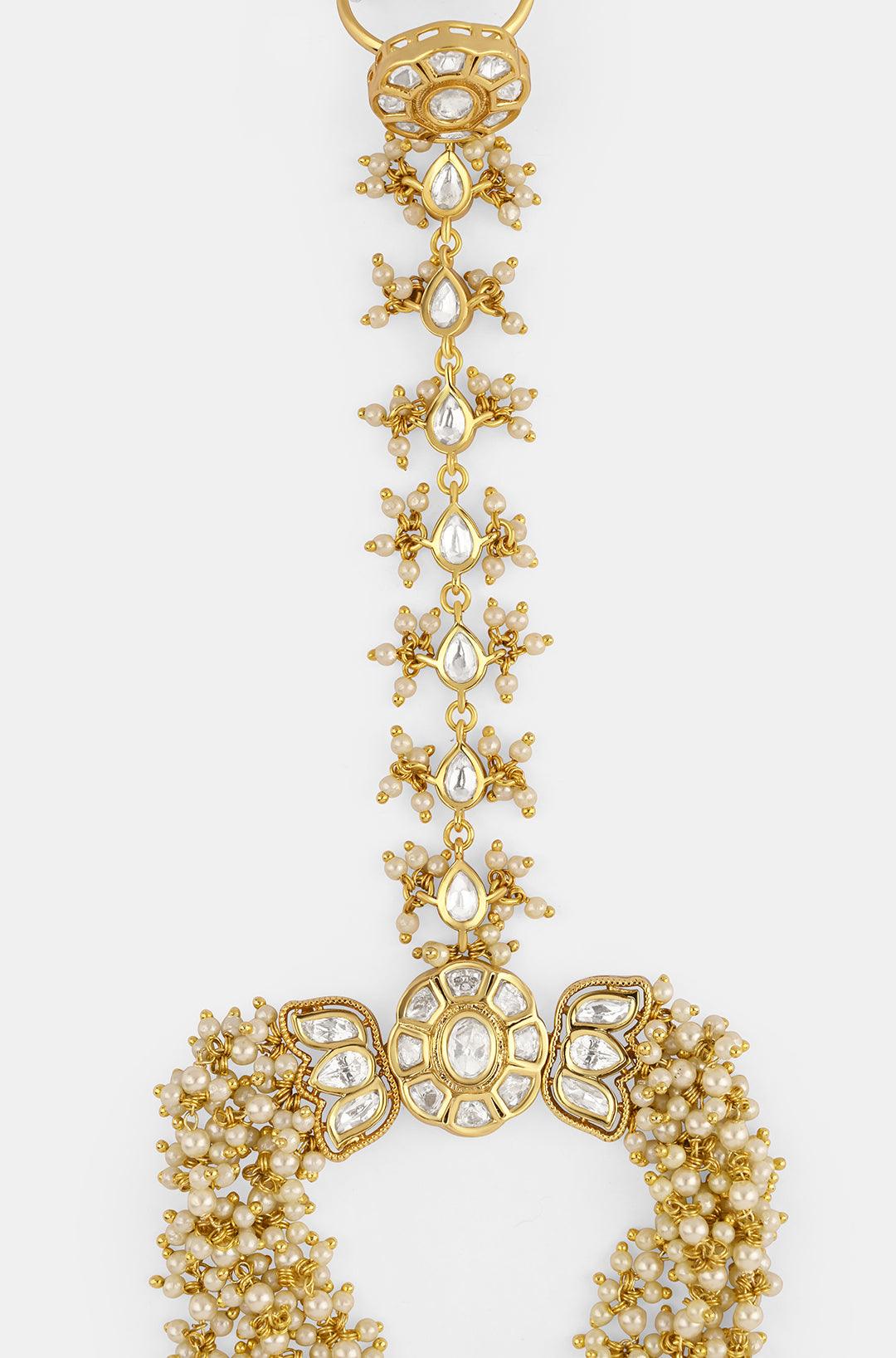 Bridal Blossoms Kundan Pearl Hathphool - Dyulokha