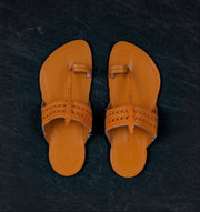 Patent Leather Tan Kolhapuri Chappal
