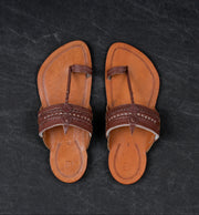 Light Brown Leather Slip On Kolhapuri Sandals