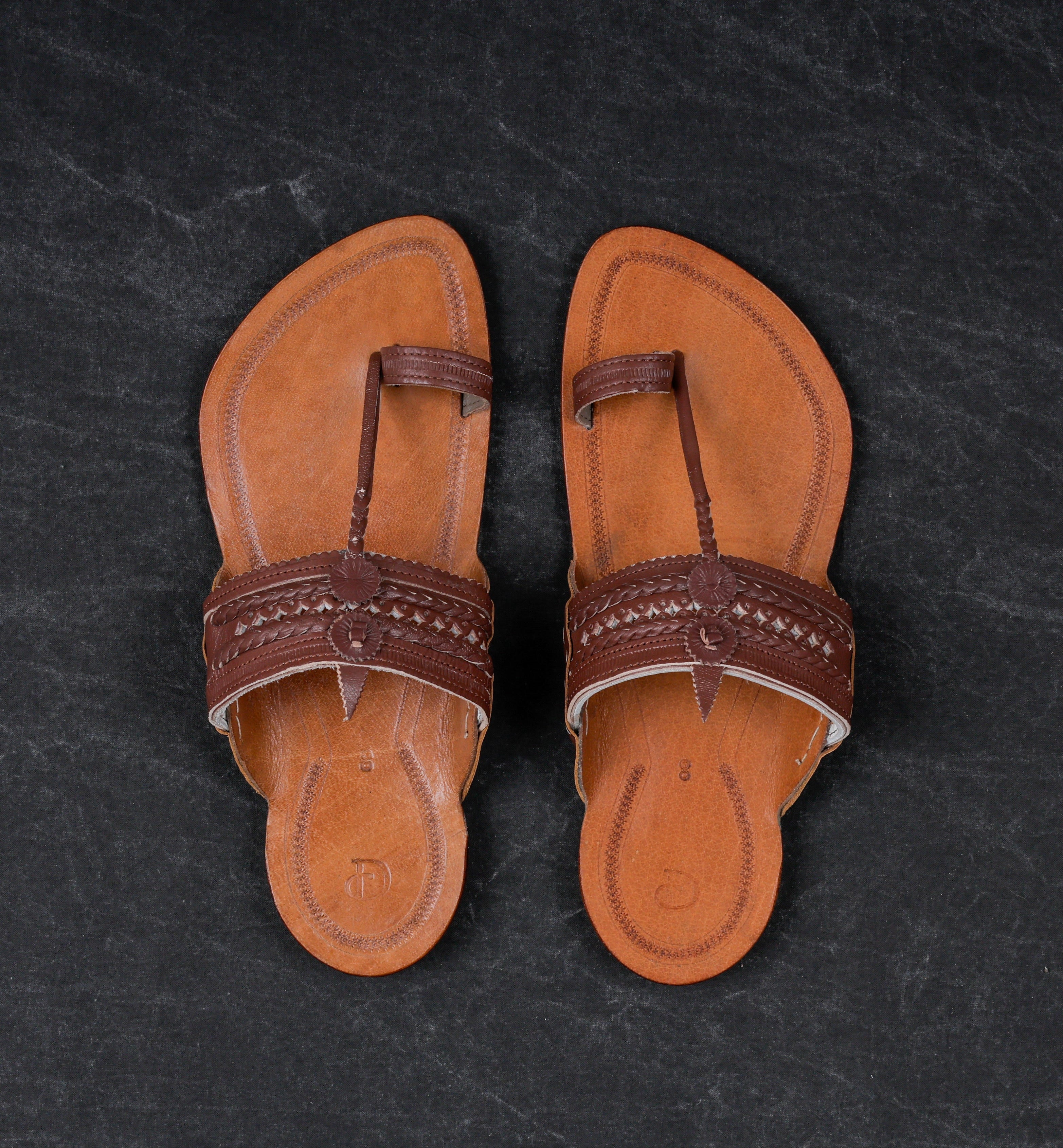 Light Brown Leather Slip On Kolhapuri Sandals