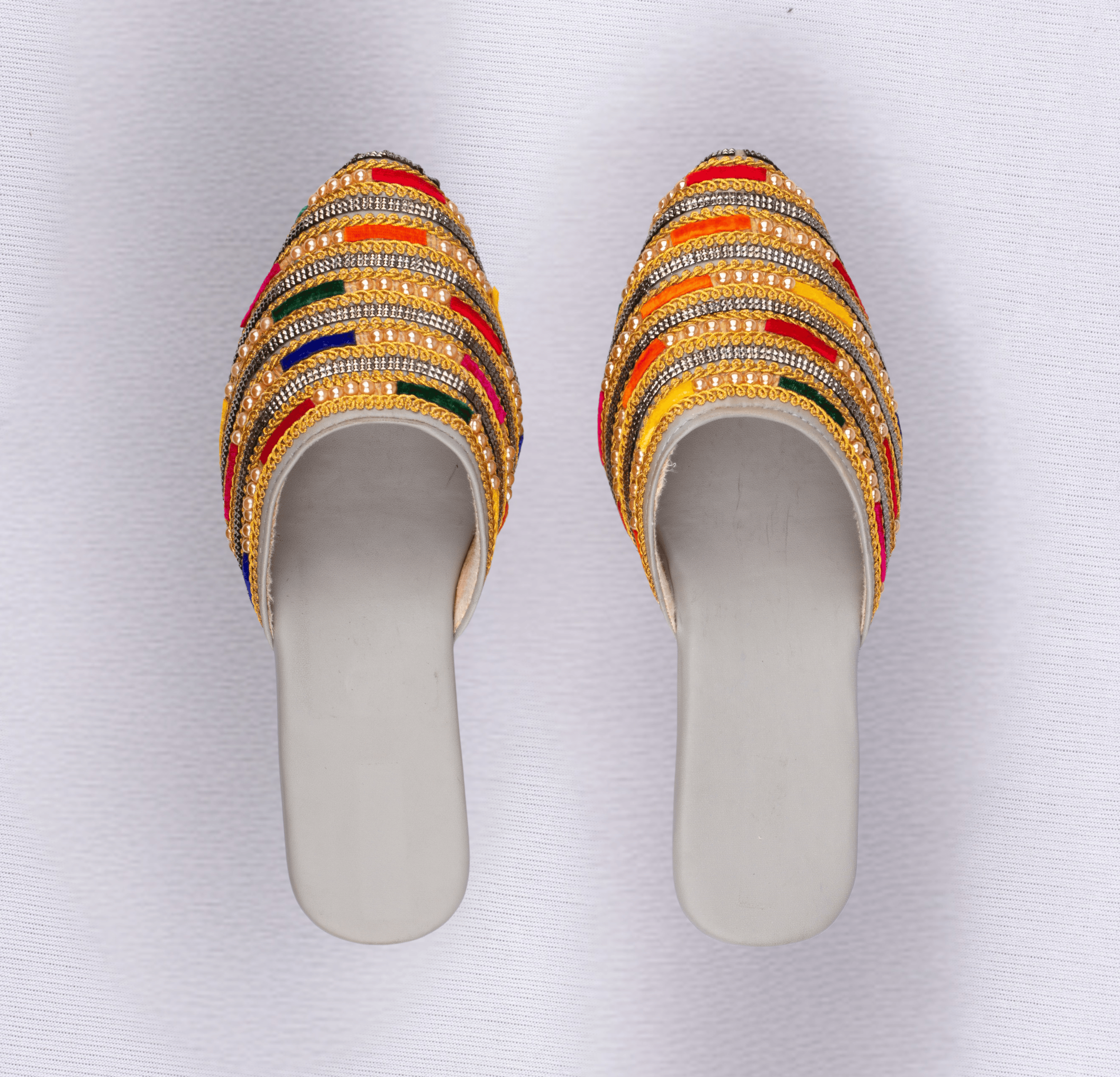 Two Tone Yellow Ethnic Mules