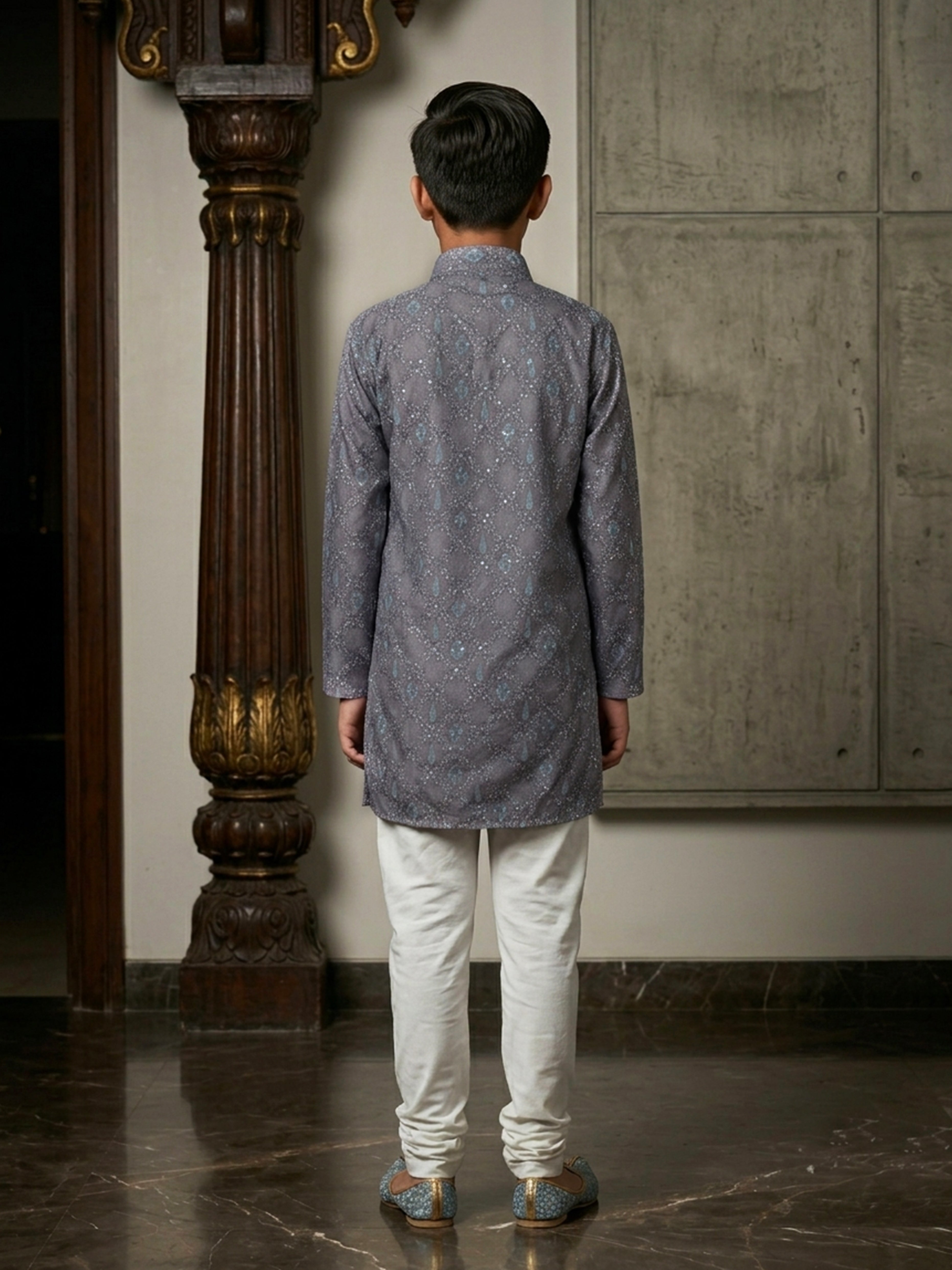 Geometric Embroidered Cotton Kurta Pajama Set