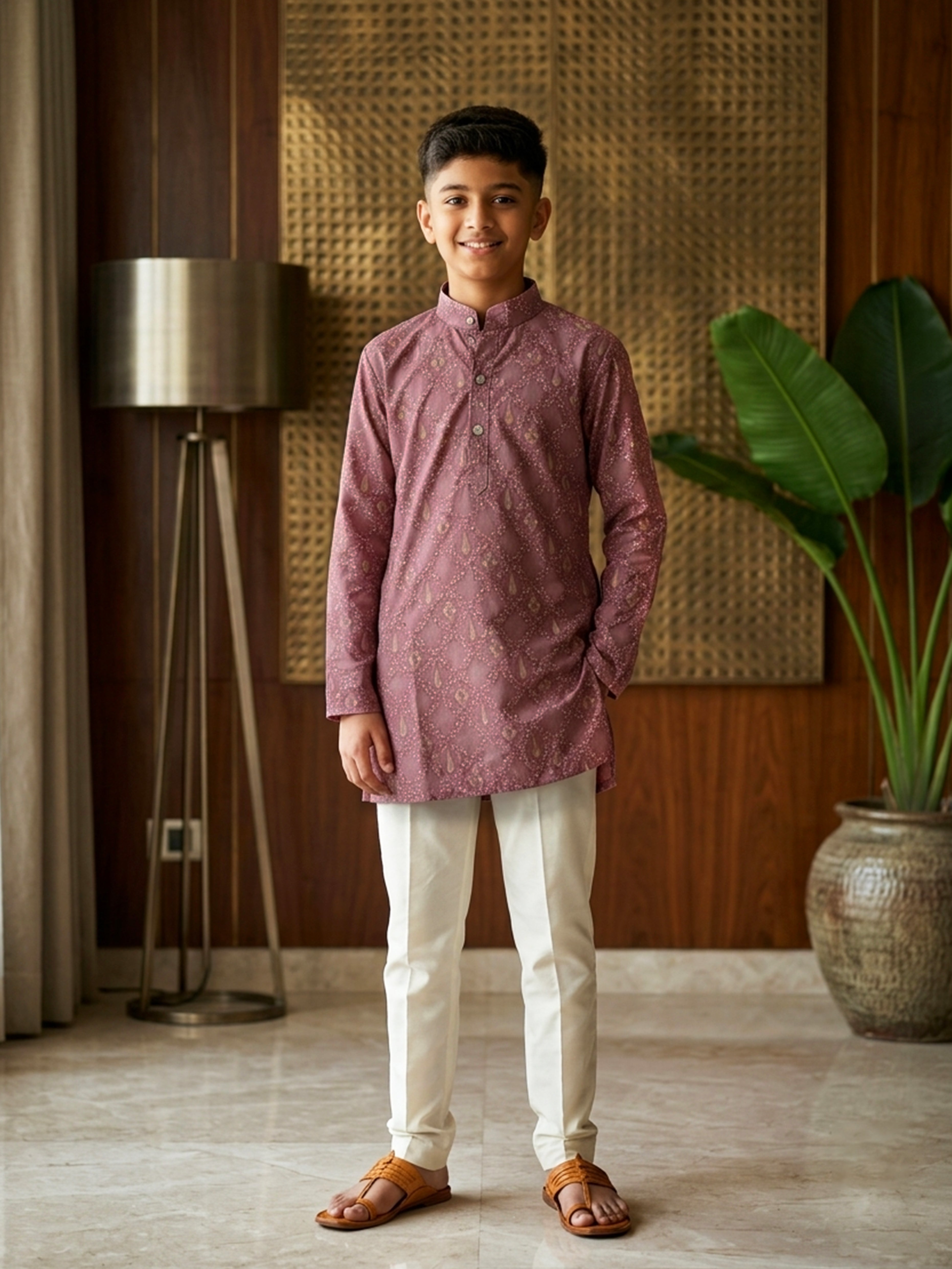 Geometric Embroidered Cotton Kurta Pajama Set