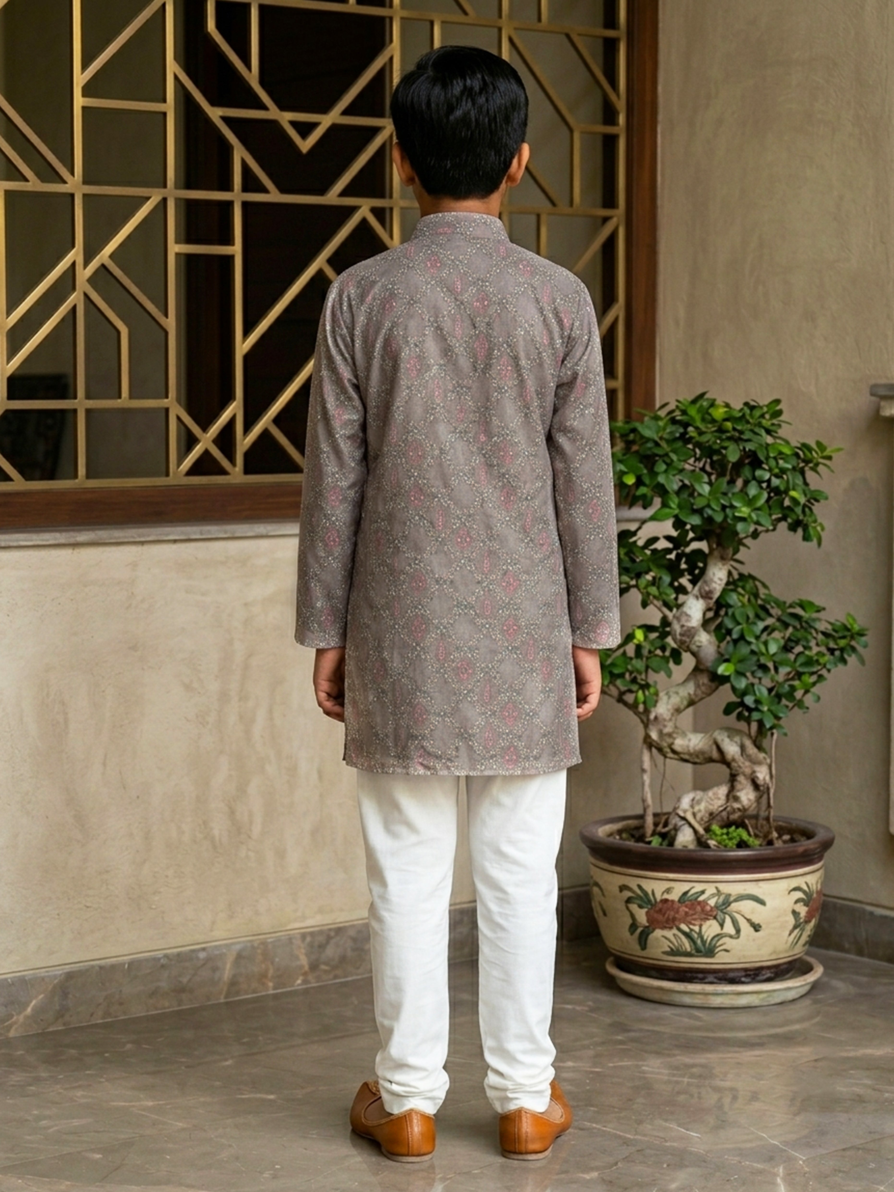 Geometric Embroidered Cotton Kurta Pajama Set