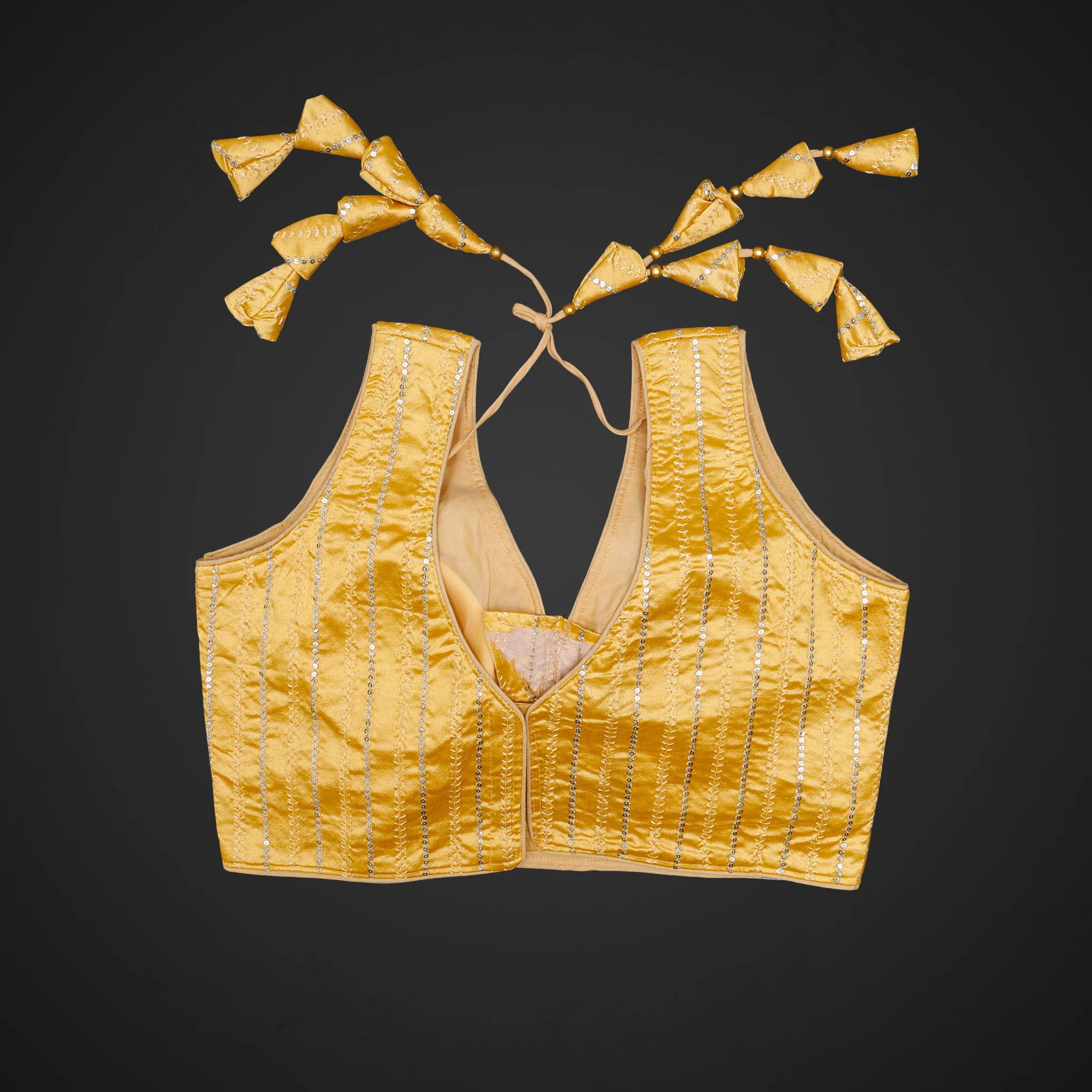 Raw Silk V Neck Embroidered Readymade Blouse