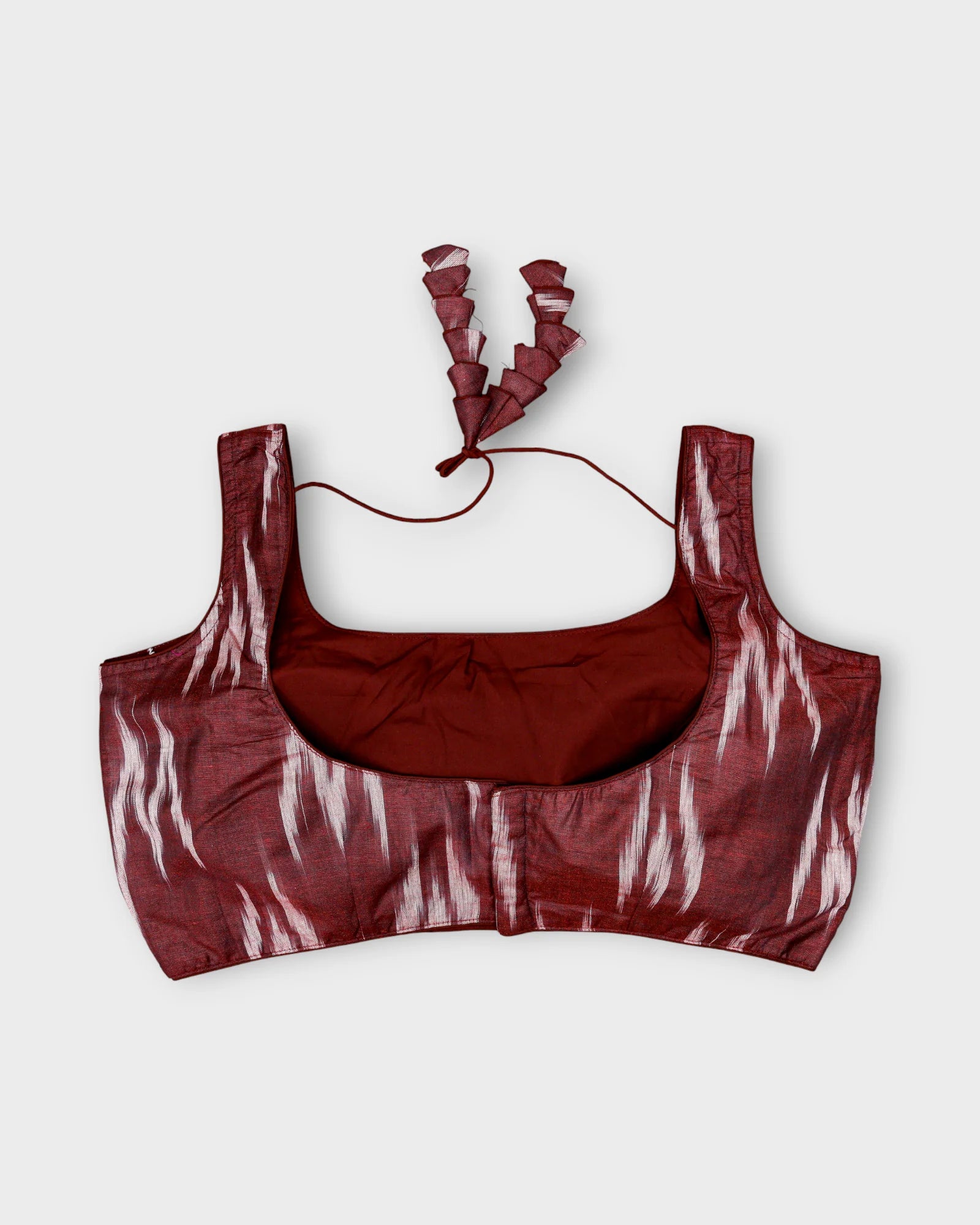 Cotton U Neck Blouse with Back Closure