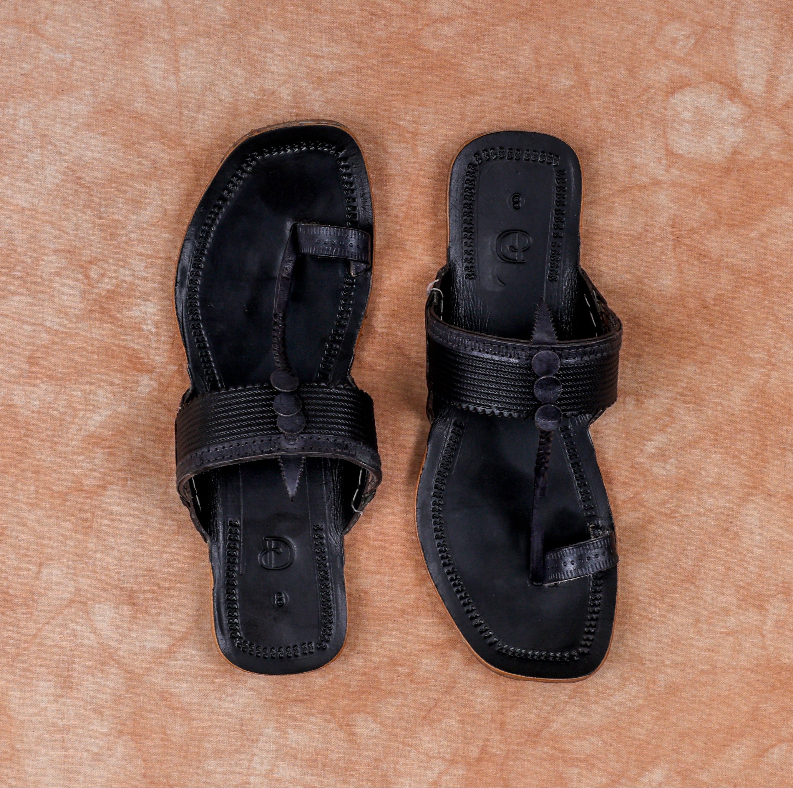 Black Patent Kolhapuri Sandals